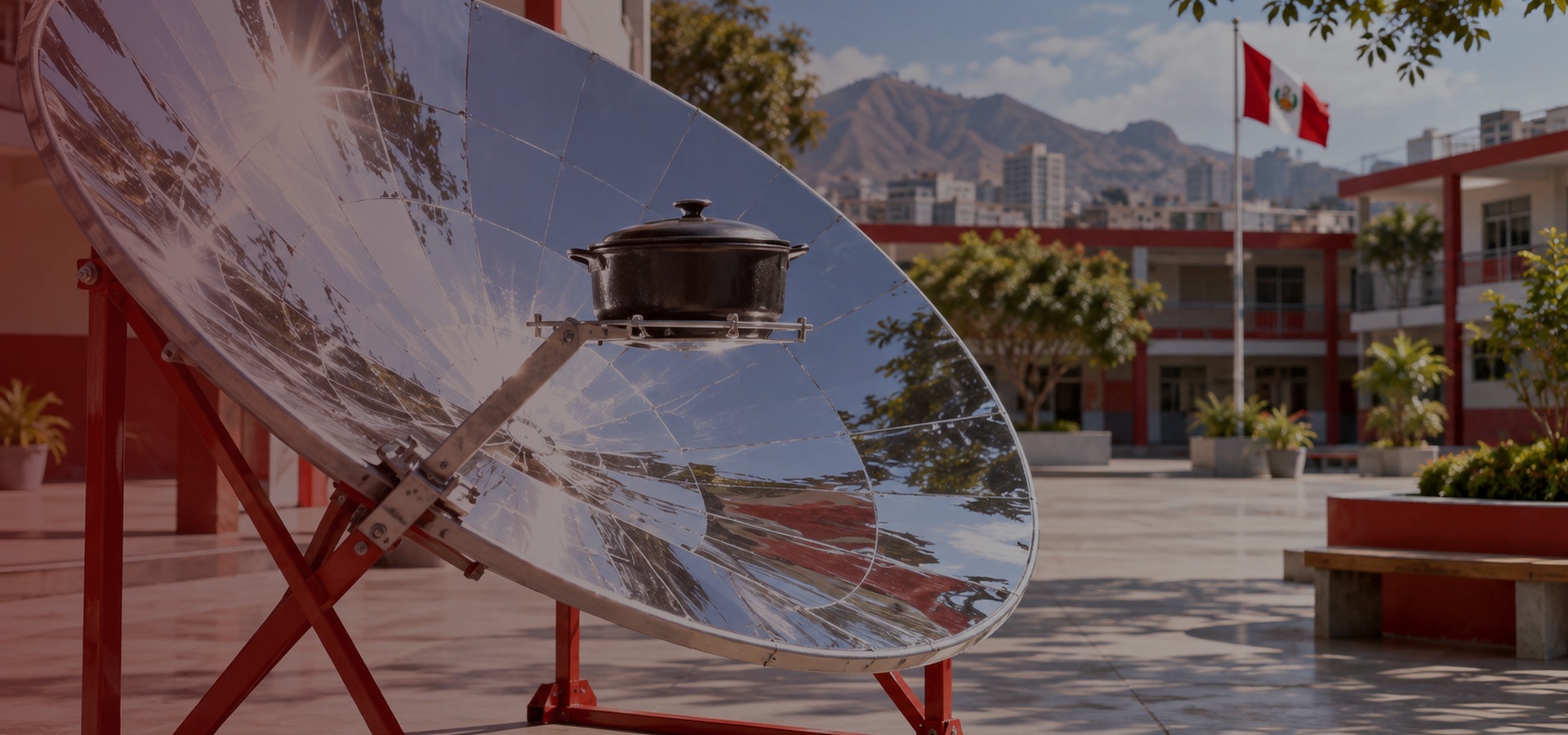 Cocina solar en patio educativo